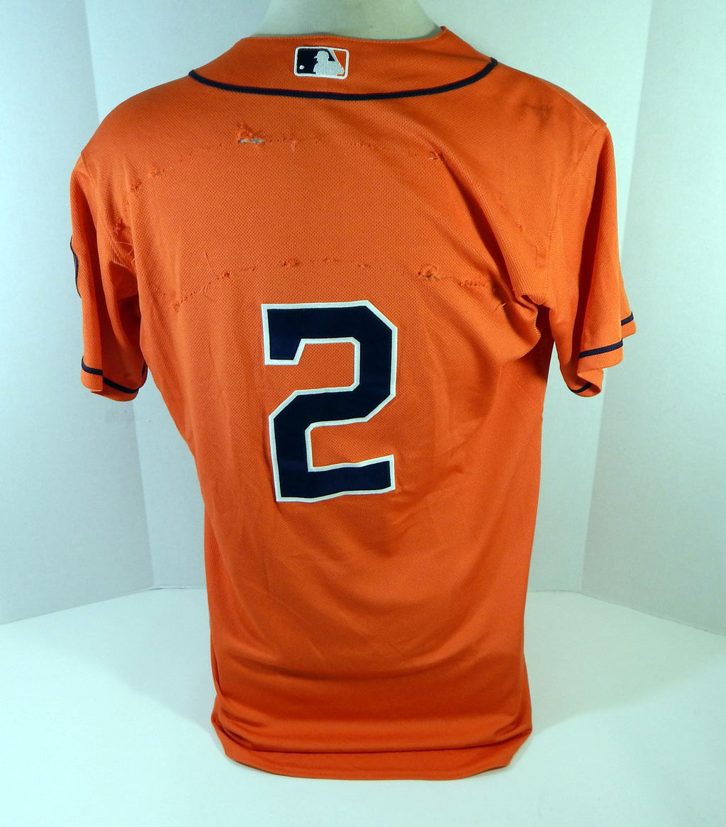 2013-2019 Houston Astros #2 Game Used Orange Jersey Name Plate Removed 44 596