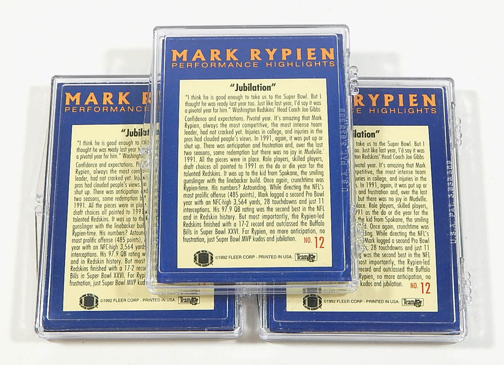 Lot of (3) 1992 Fleer Mark Rypien Highlights Football Insert Sets (12) Nm/Mt Pic2