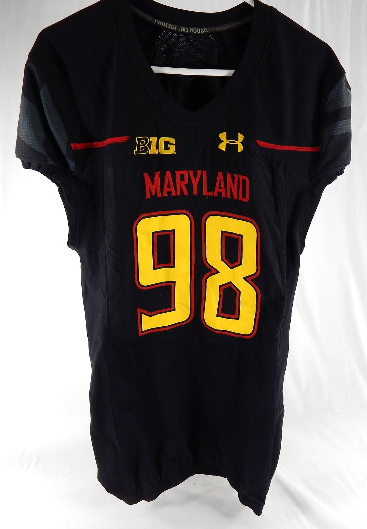 2014 Maryland Terrapins Clarence Murphy #98 Game Used Black Jersey 44 854