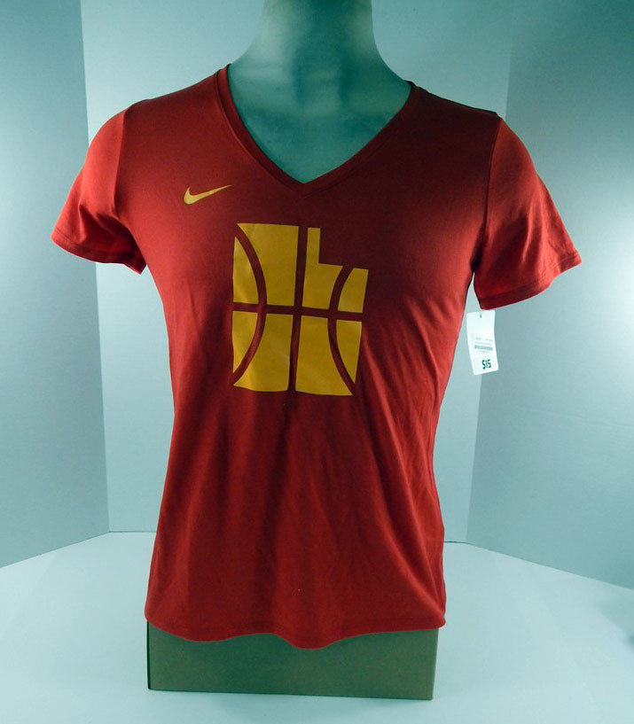 2018-19 Womens Utah Jazz Authentic Red Dri-Fit V-Neck Shirt Nike NWT L 21S
