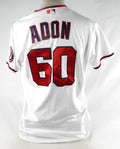 2021 Washington Nationals Joan Adon #60 Game Issued Pos Used White Jersey 46 459
