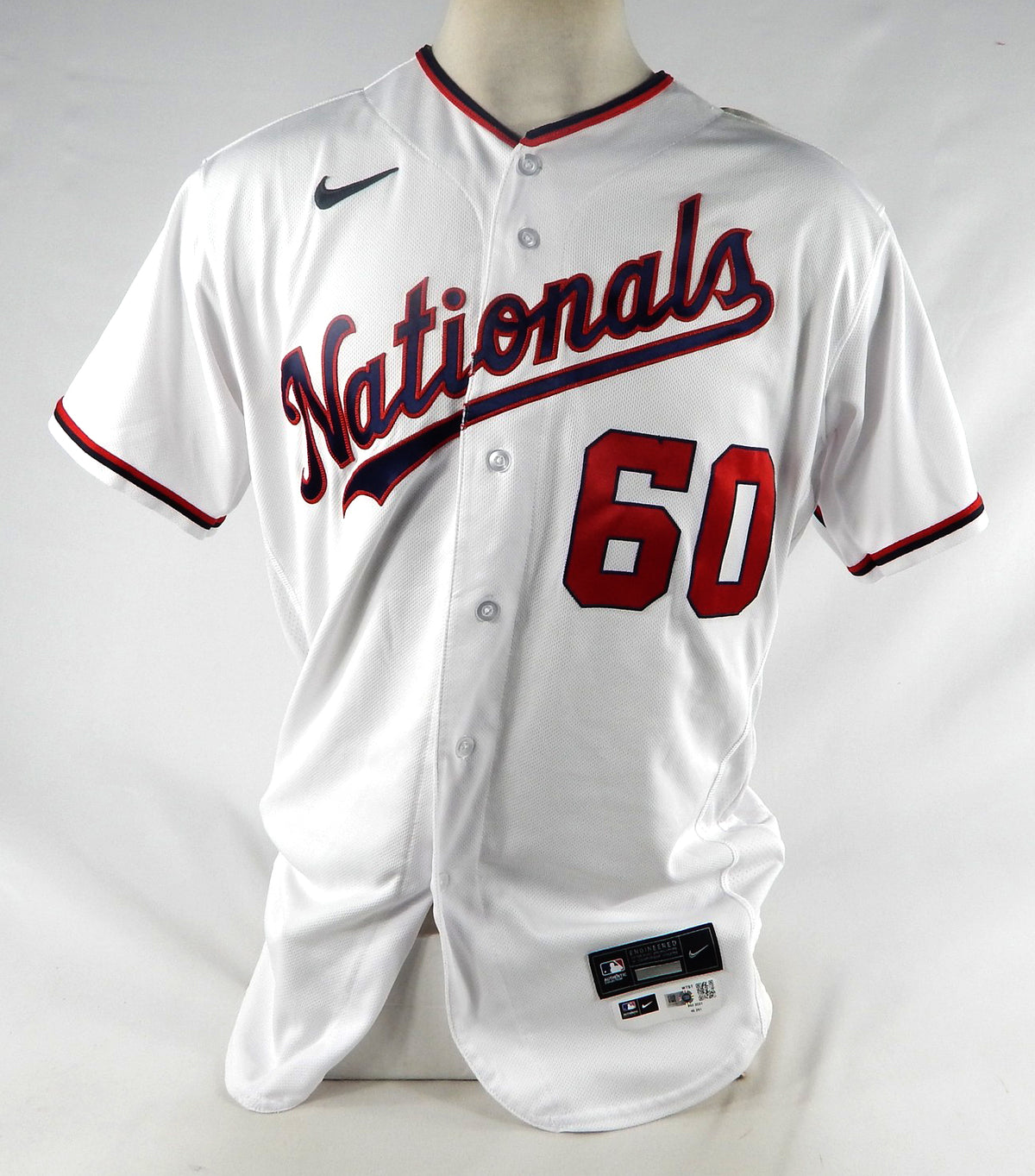 2021 Washington Nationals Joan Adon #60 Game Issued Pos Used White Jersey 46 459 Pic2