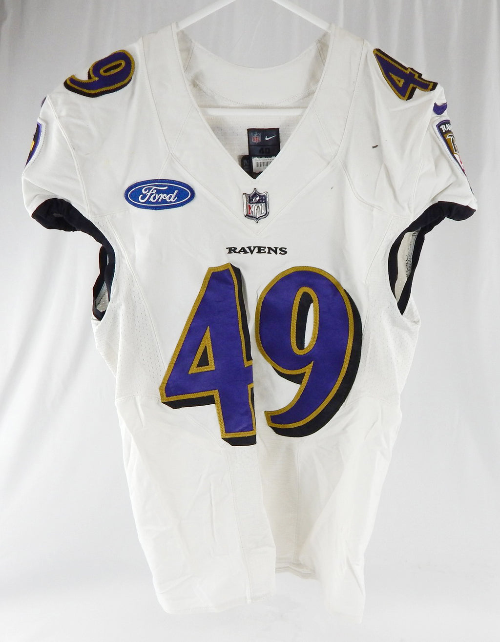 2018 Baltimore Ravens Julian Stanford #49 Game Used White Practice Jersey Ford 6