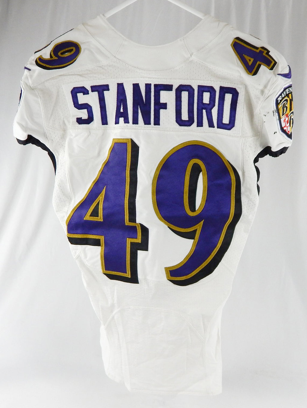 2018 Baltimore Ravens Julian Stanford #49 Game Used White Practice Jersey Ford 6 Pic2