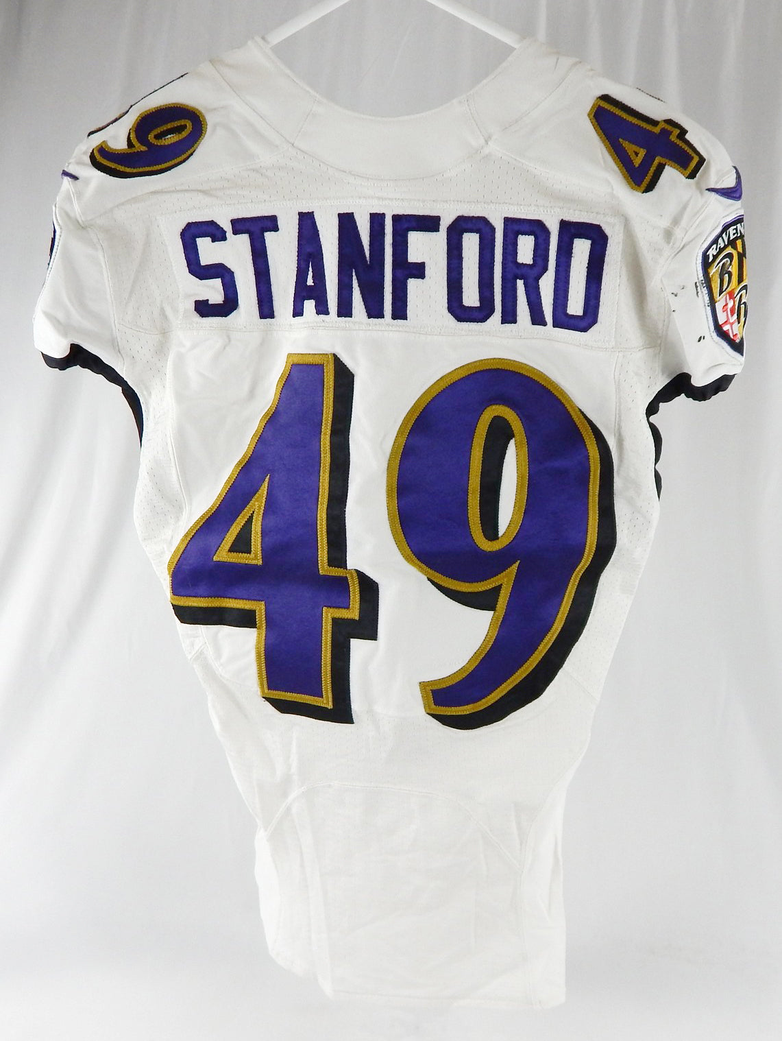2018 Baltimore Ravens Julian Stanford #49 Game Used White Practice Jersey Ford 6 Pic2