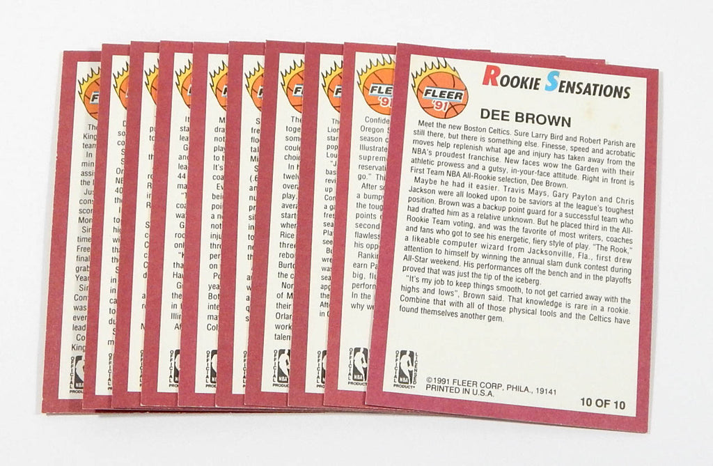 1991-92 Fleer Rookie Sensations Basketball Insert Set (10) Nm/Mt Gary Payton Pic2