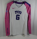 Texas Christian TCU Horn Frogs #6 White Nike Volleyball Game Used Jersey 695