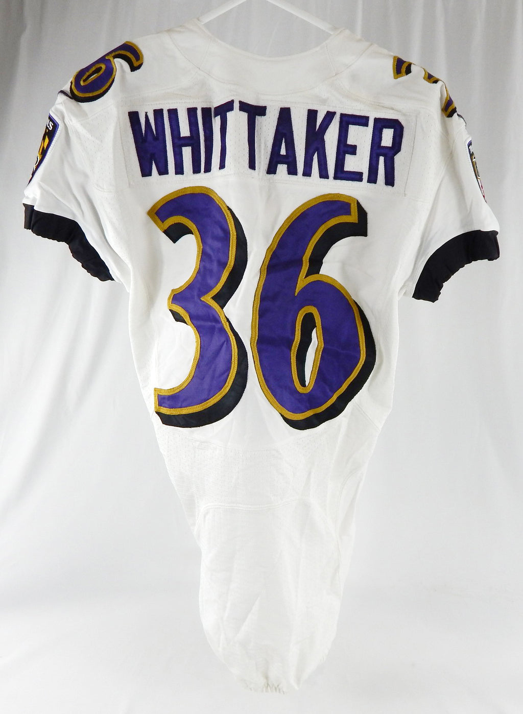 2013 Baltimore Ravens Whittaker #36 Game Used White Practice Jersey Ford P 40 77 Pic2