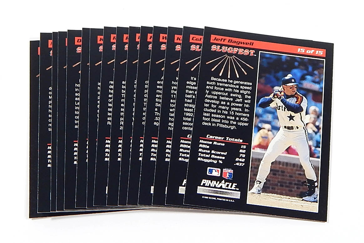 1992 Pinnacle Slugfest Baseball Insert Set (15) Nm/Mt Griffey Jr. Ripken McGwire Pic2