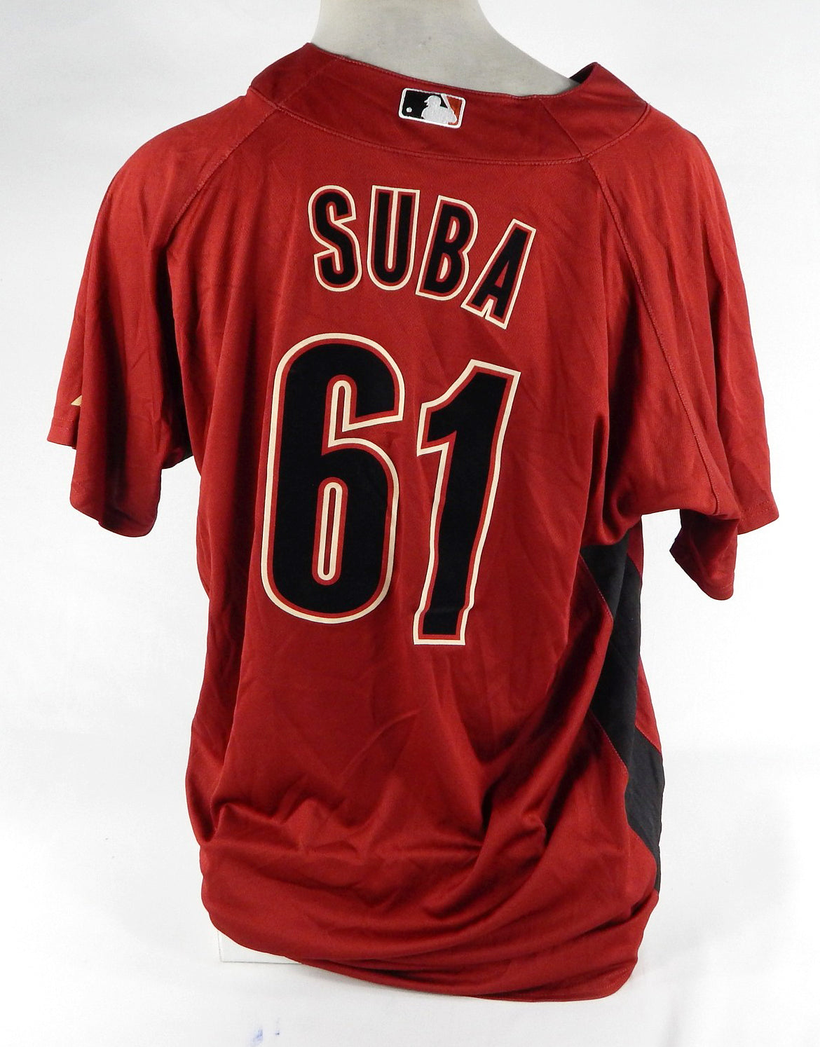 Houston Astros Stretch Suba #61 Game Used Red Jersey ST BP 50 DP67640 Pic2