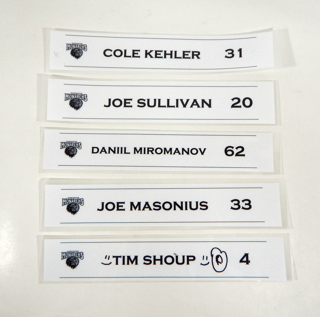 Lot of 20 Manchester Monarchs # Game Used White Plastic Locker Plate