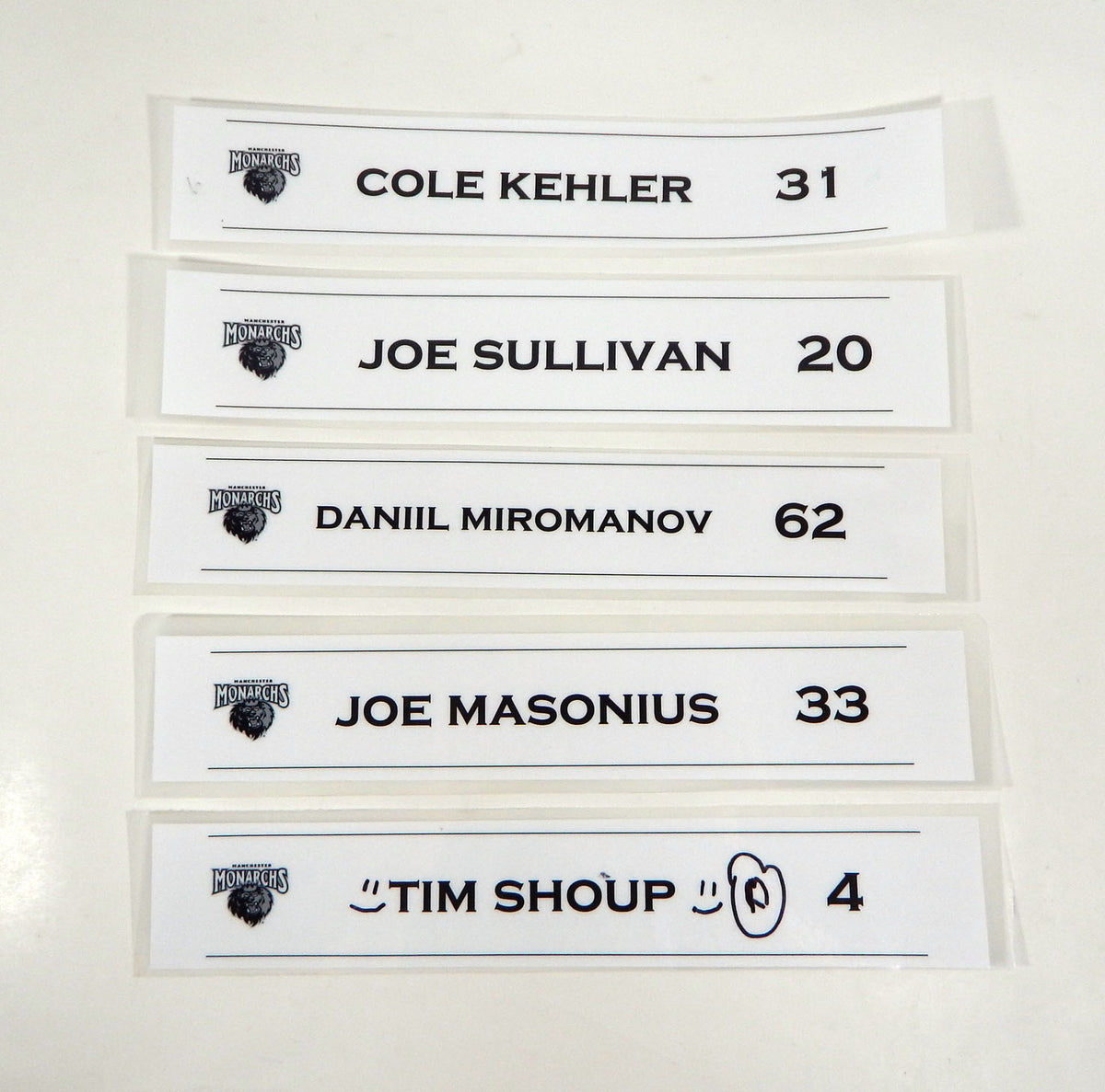 Lot of 20 Manchester Monarchs # Game Used White Plastic Locker Plate
