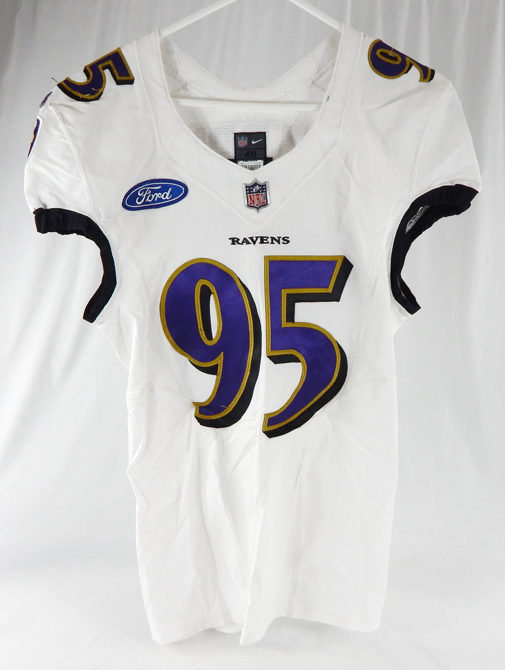 2020 Baltimore Ravens Harris #95 Game Used White Practice Jersey 40 779