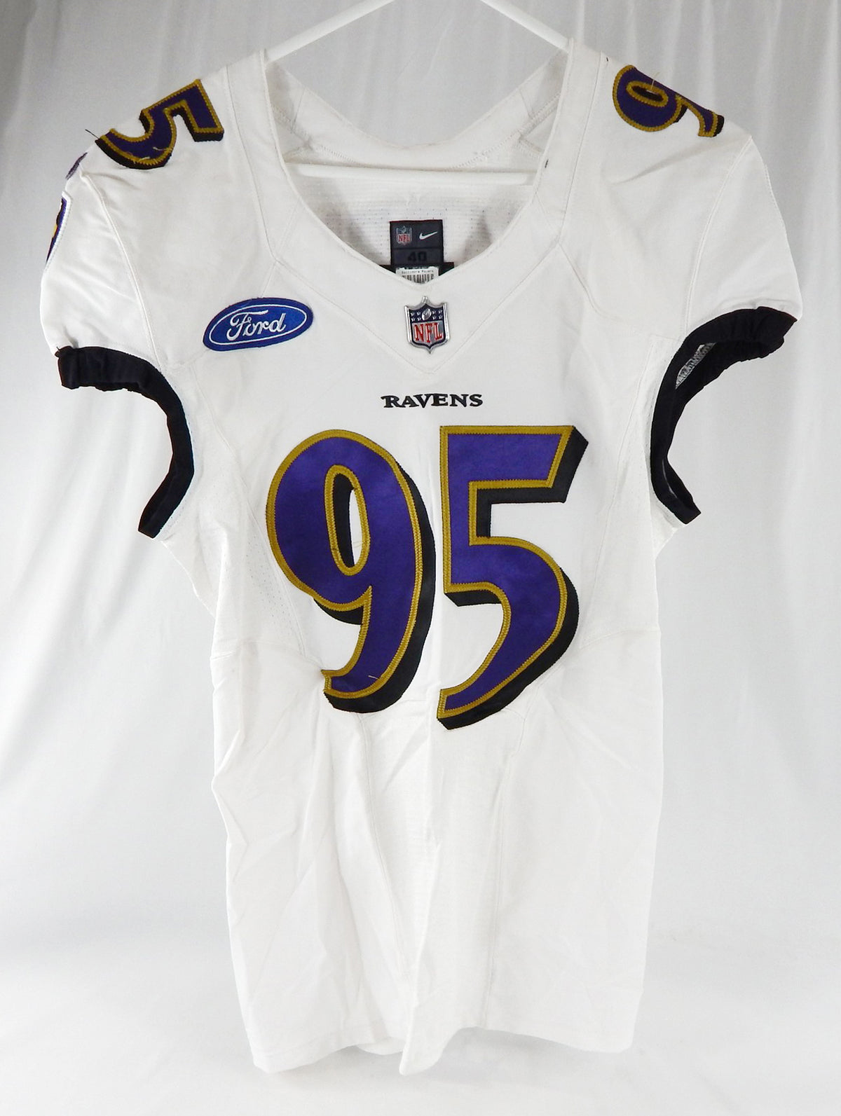 2020 Baltimore Ravens Harris #95 Game Used White Practice Jersey 40 779