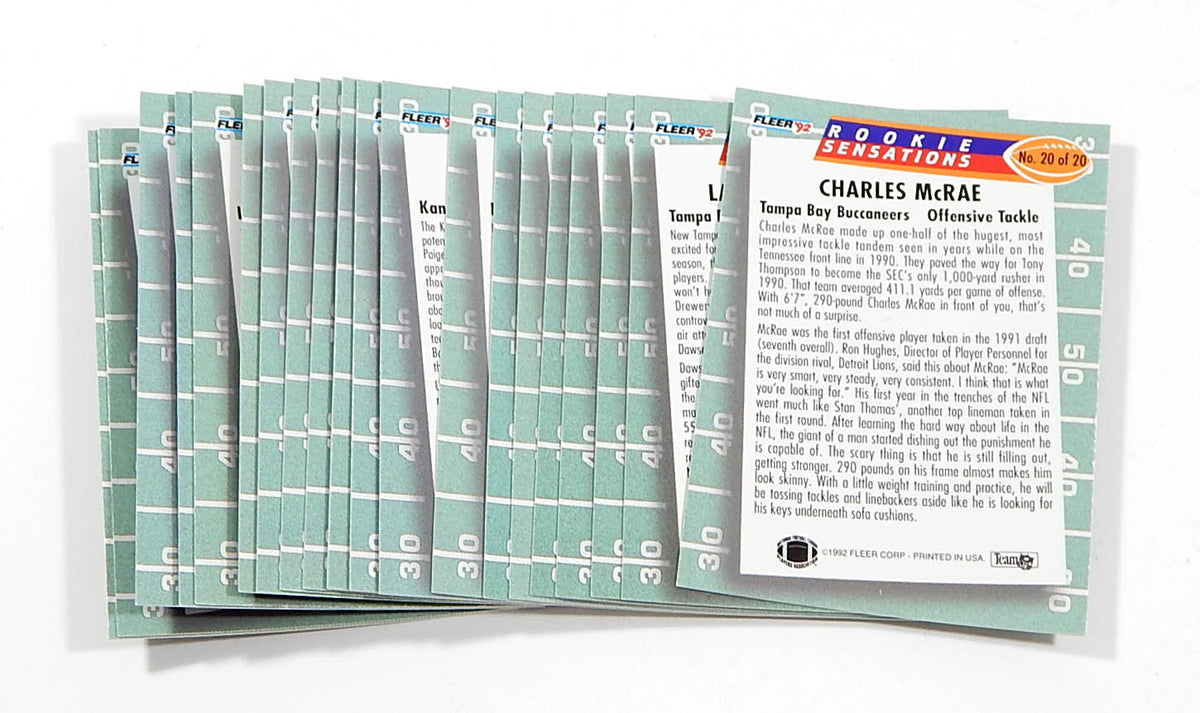 1992 Fleer Rookie Sensations Football Insert Set (20) Nm/Mt Pic2