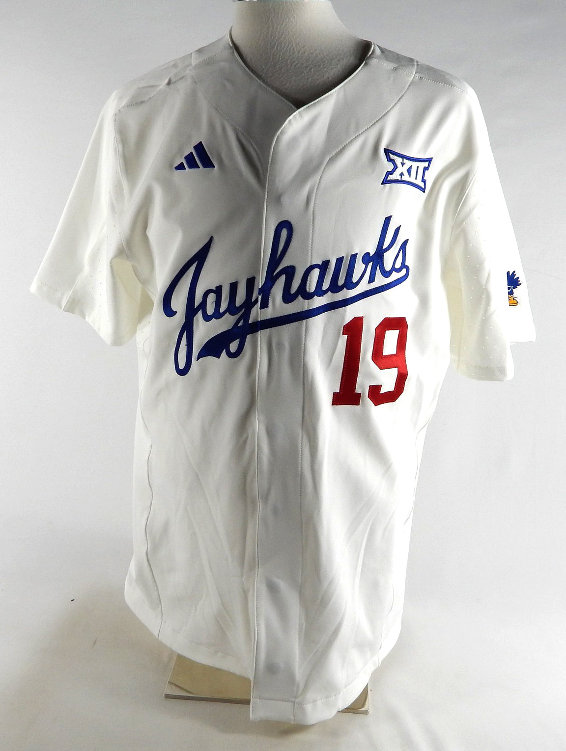 2022 Kansas Jayhawks #19 Game Used White Jersey Baseball 46 053