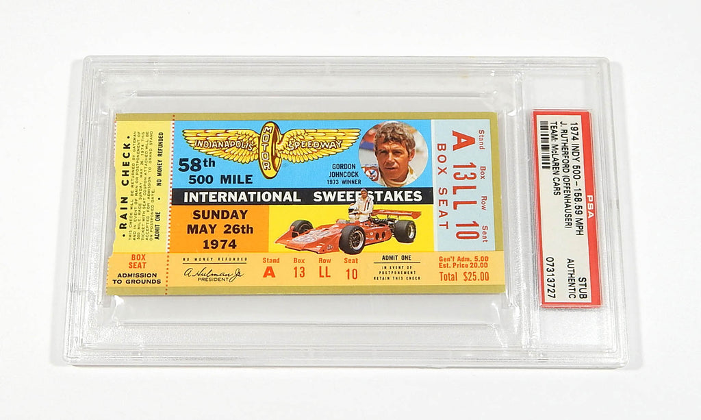 1974 Indy Indianapolis 500 5/26/74 Rutherford Racing Ticket Stub PSA Authentic
