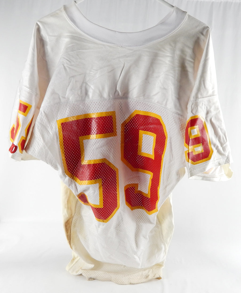 1990s Kansas City Chiefs #59 Game Issued Pos Used White Jersey NP R 50 233 Pic2