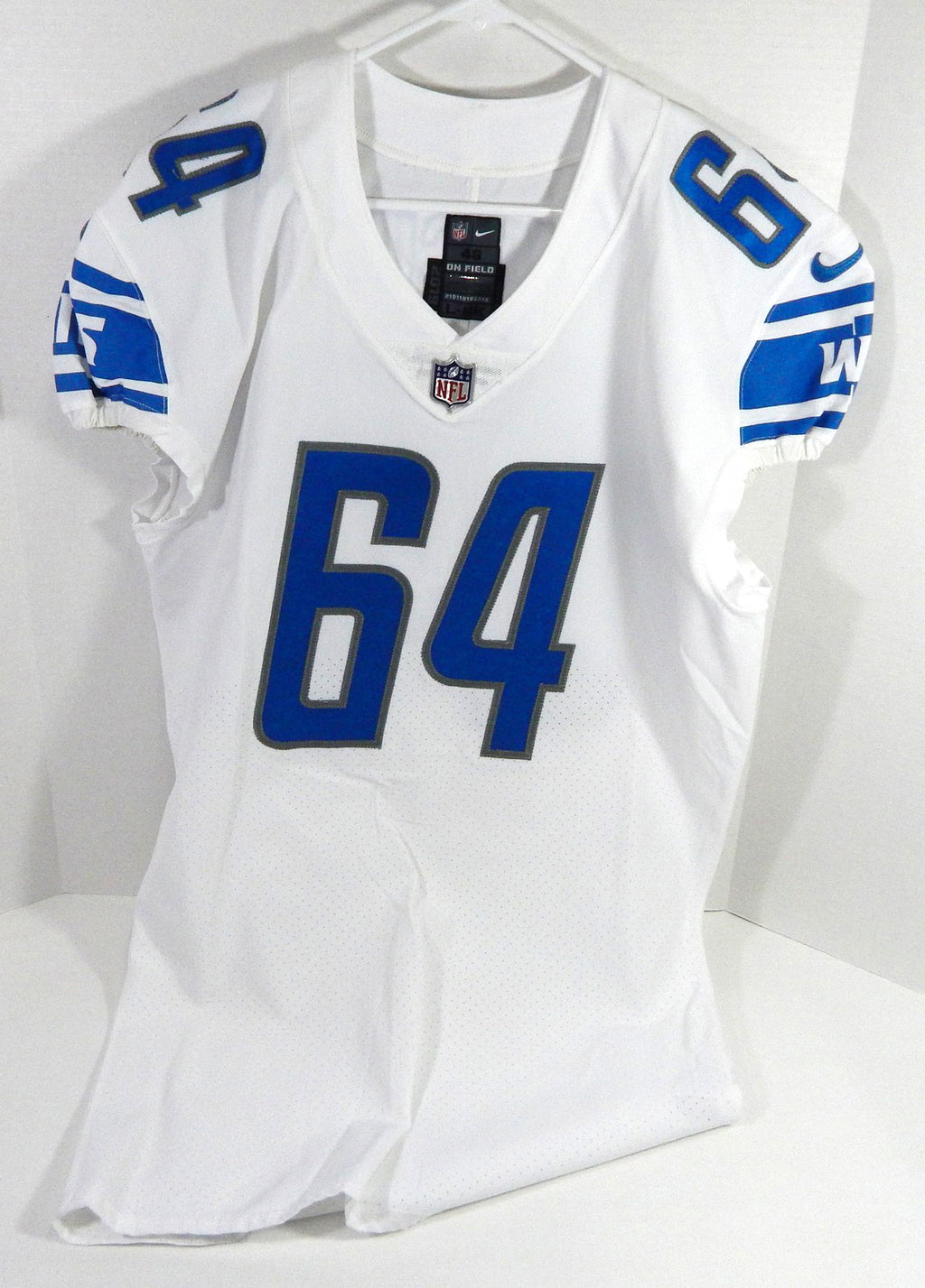 2019 Detroit Lions Albert Huggins #64 Game Issued White Jersey 46 DP59234 Pic2