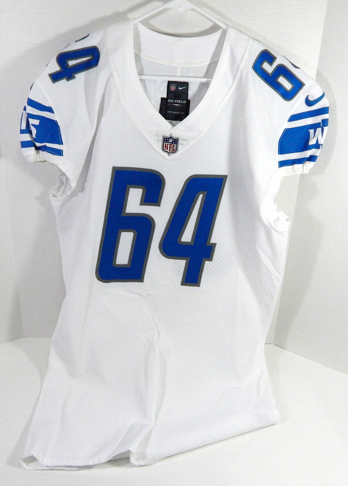 2019 Detroit Lions Albert Huggins #64 Game Issued White Jersey 46 DP59234 Pic2