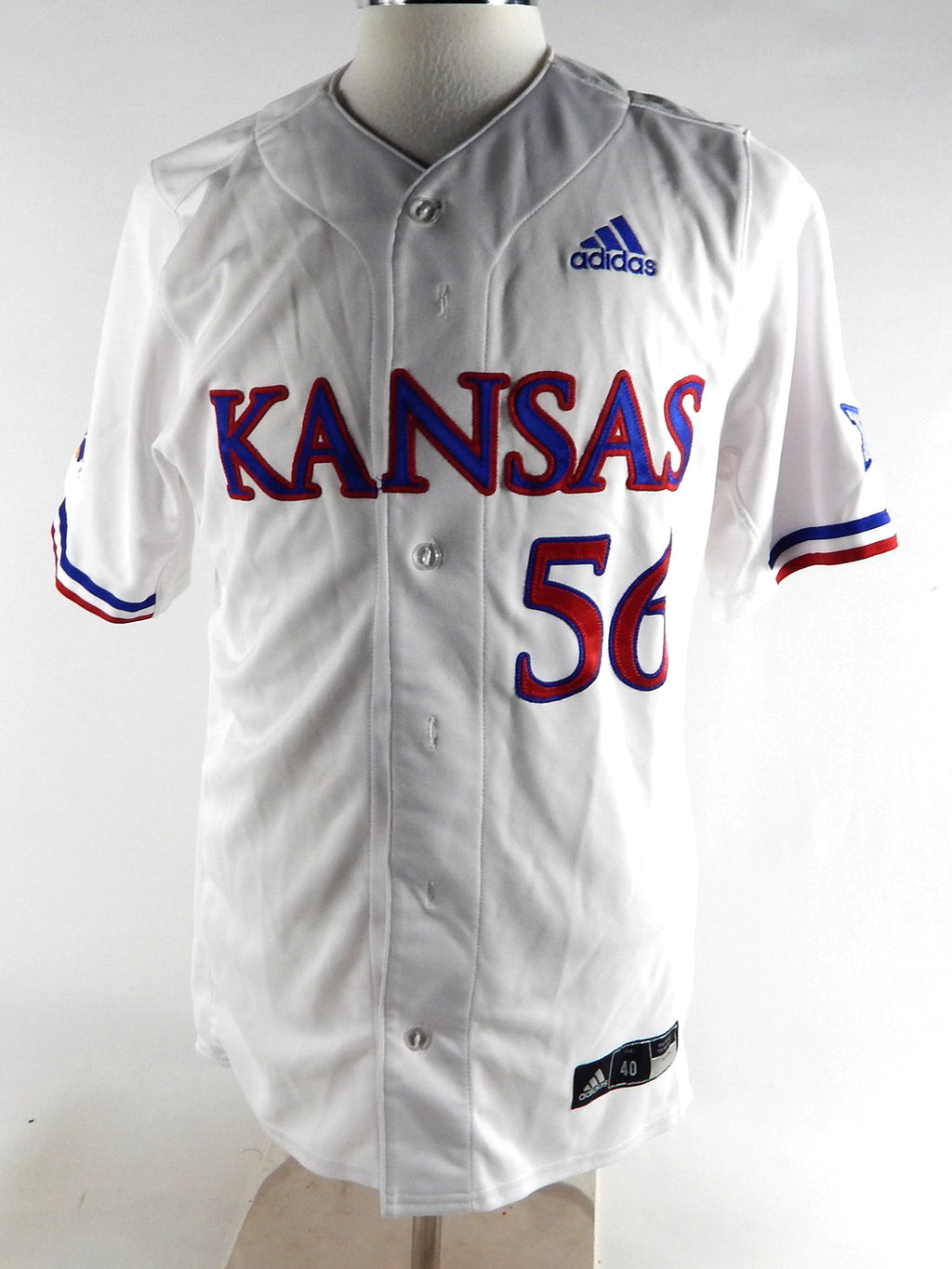 2022 Kansas Jayhawks #56 Game Used White Jersey Baseball 40 060