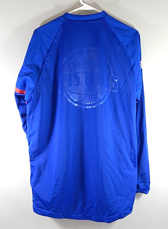 Detroit Pistons Logo Adidas On-Court Warm Up Jacket Adult XL Blue New Pic2