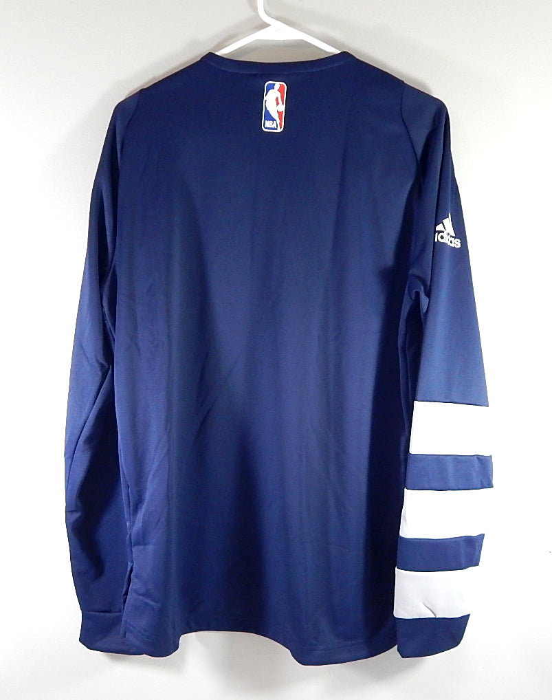 Detroit Pistons On-Court Shooter Adidas LS Warm Up Shirt Adult Small Navy New Pic2