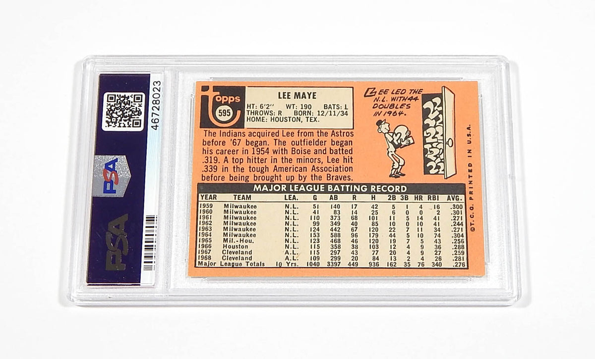 1969 Topps Lee Maye #595 Indians PSA 8 Pic2