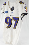 2018 Baltimore Ravens Milner #97 Game Used White Practice Jersey 40 785