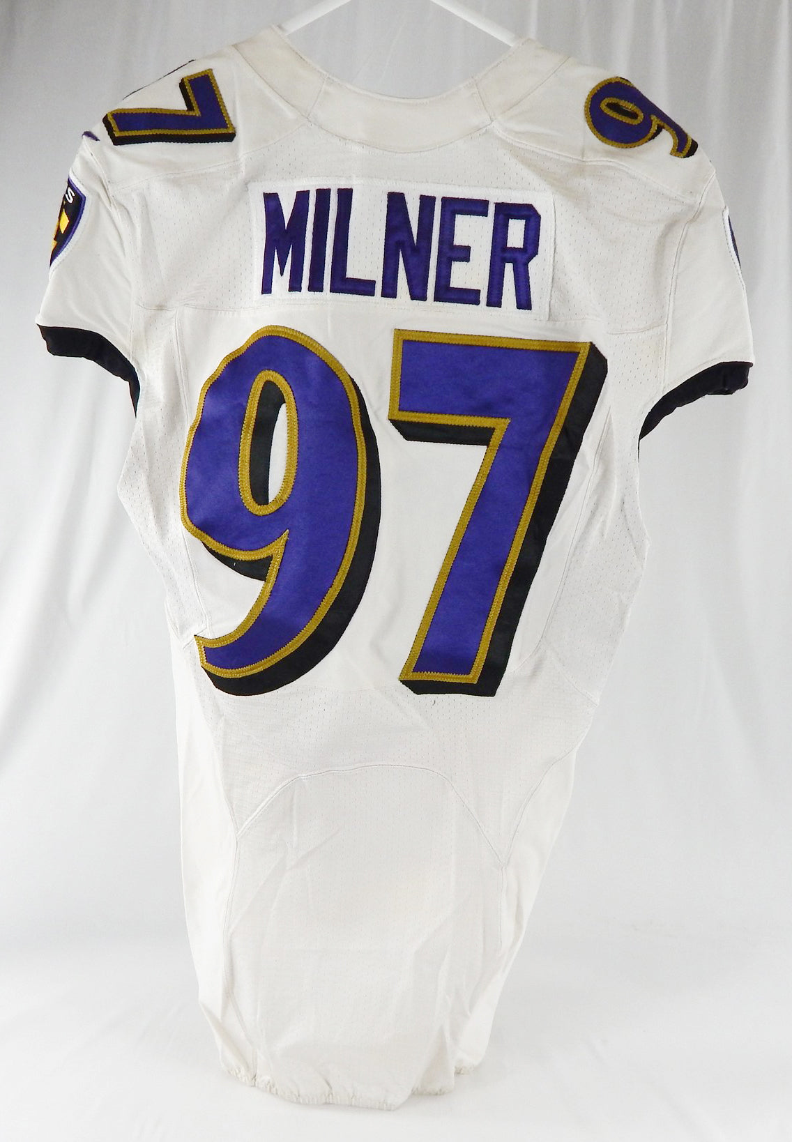 2018 Baltimore Ravens Milner #97 Game Used White Practice Jersey 40 785 Pic2