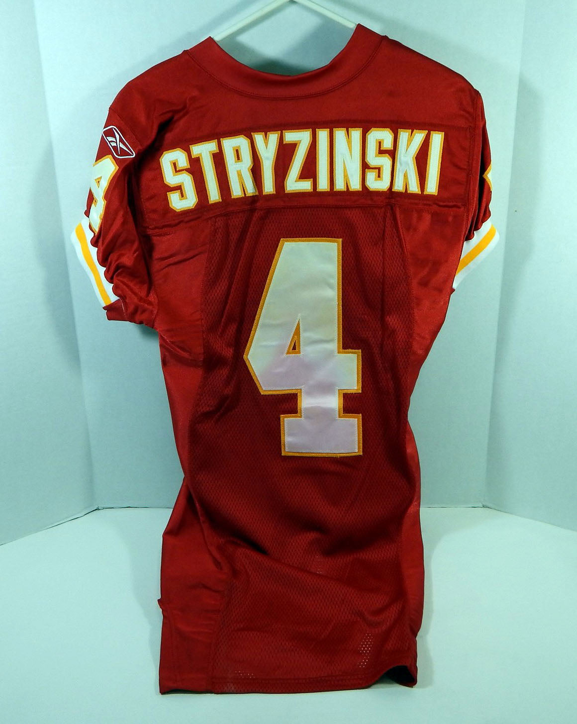 2002 Kansas City Chiefs Dan Stryzinski #4 Game Used Red Jersey 42 DP15607
