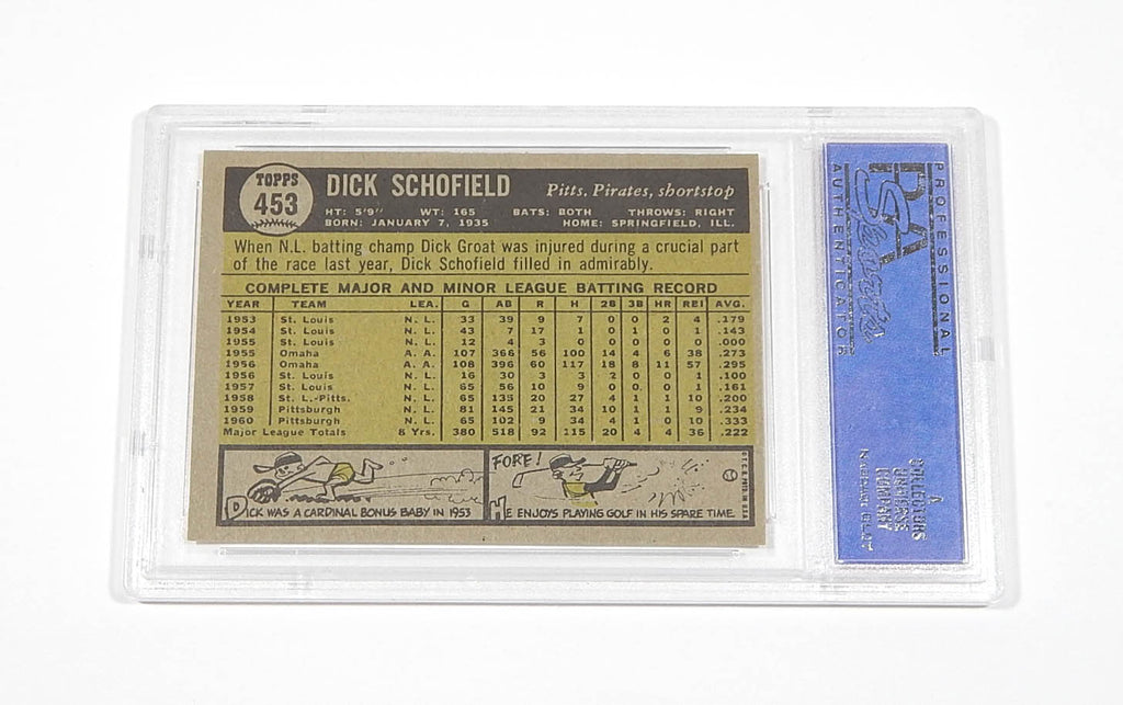 1961 Topps Dick Schofield #453 Pirates PSA 6 Pic2