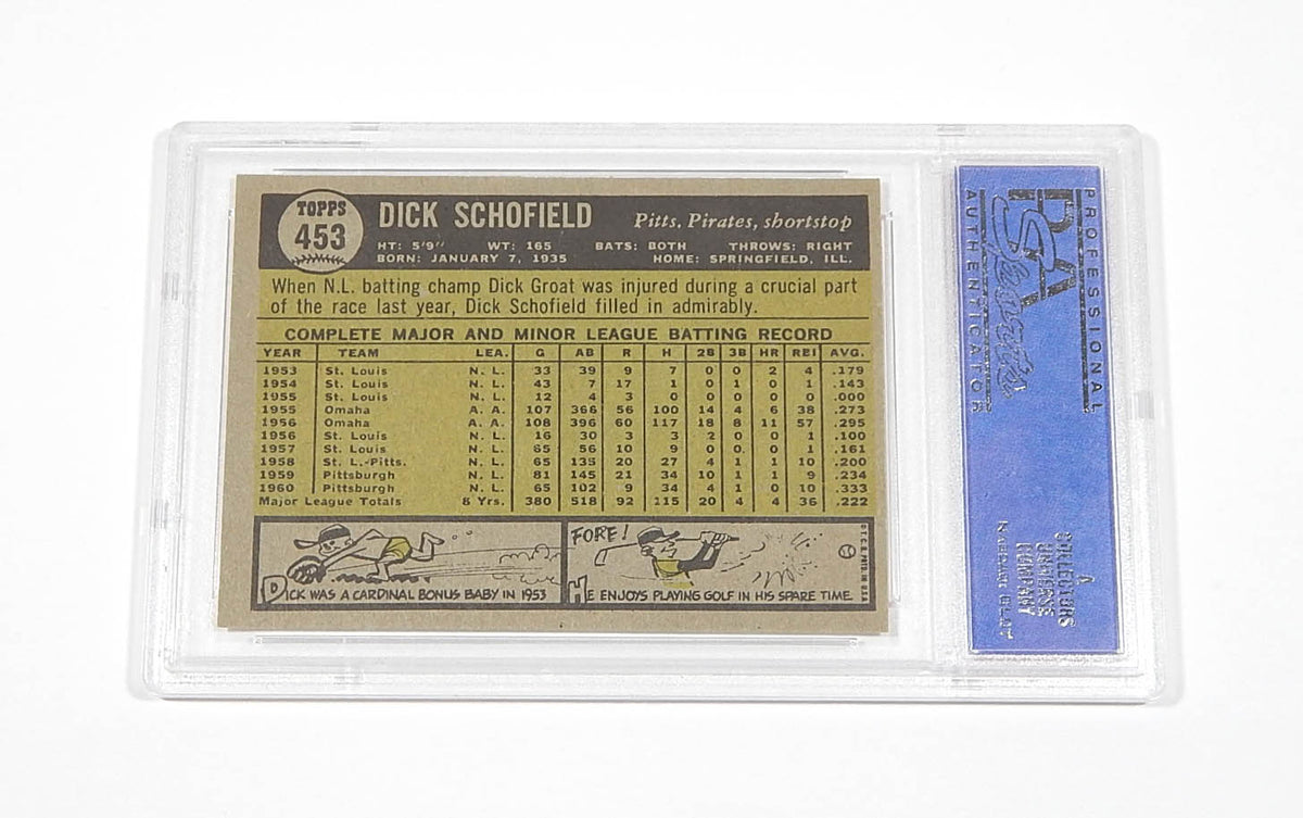 1961 Topps Dick Schofield #453 Pirates PSA 6 Pic2