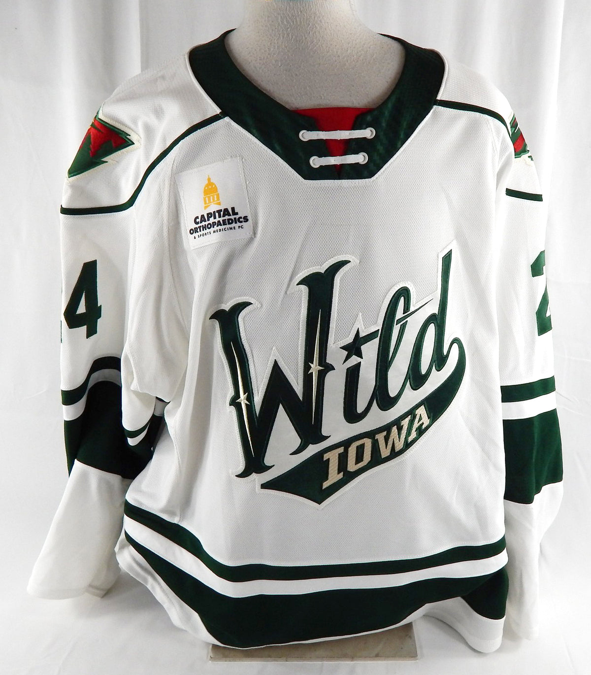 2020-21 Iowa Wild Devin Shore #24 Game Used White Jersey Set 1 56 440