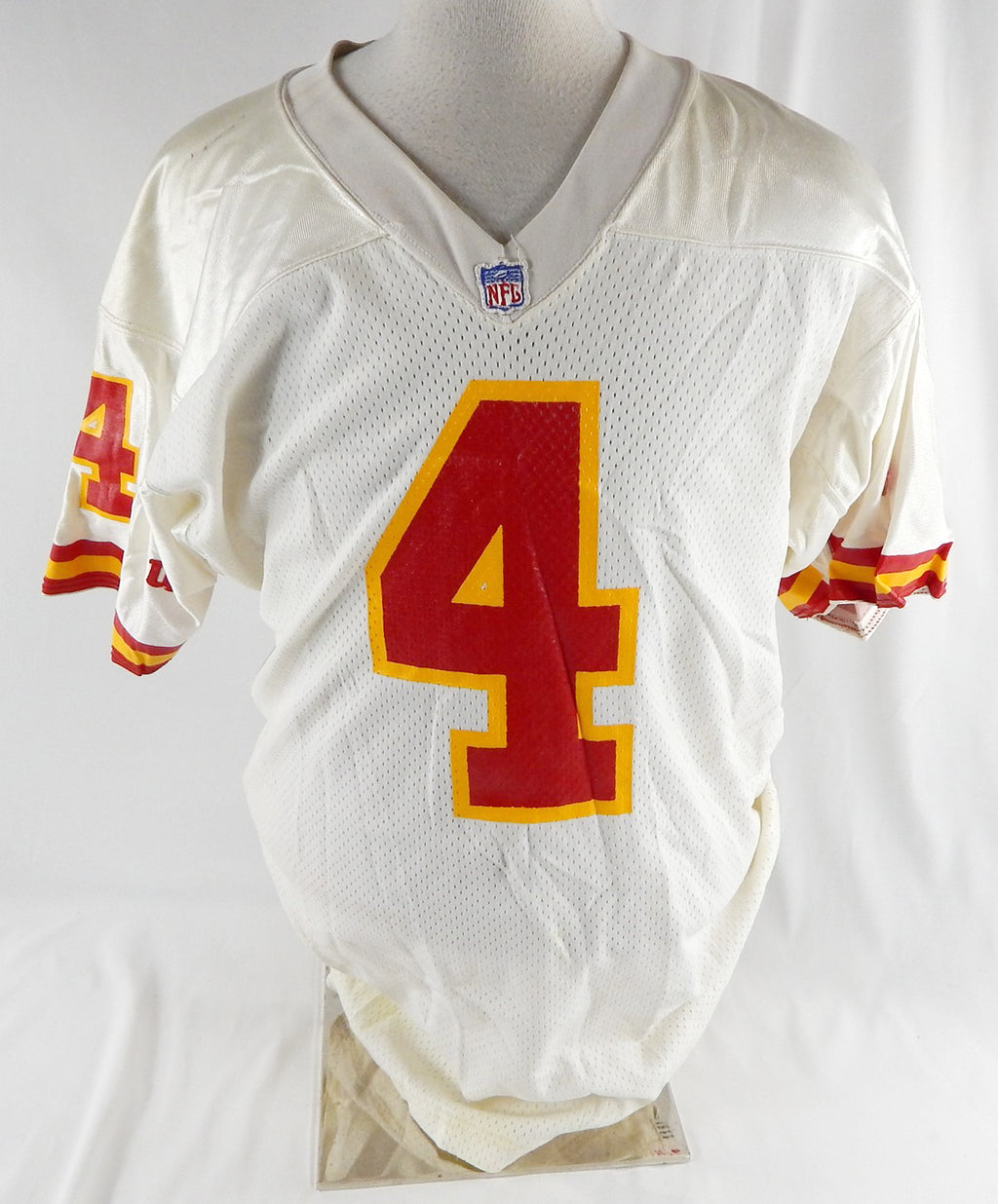 1993 Kansas City Chiefs Bryan Barker #4 Game Issued White Jersey 42 729
