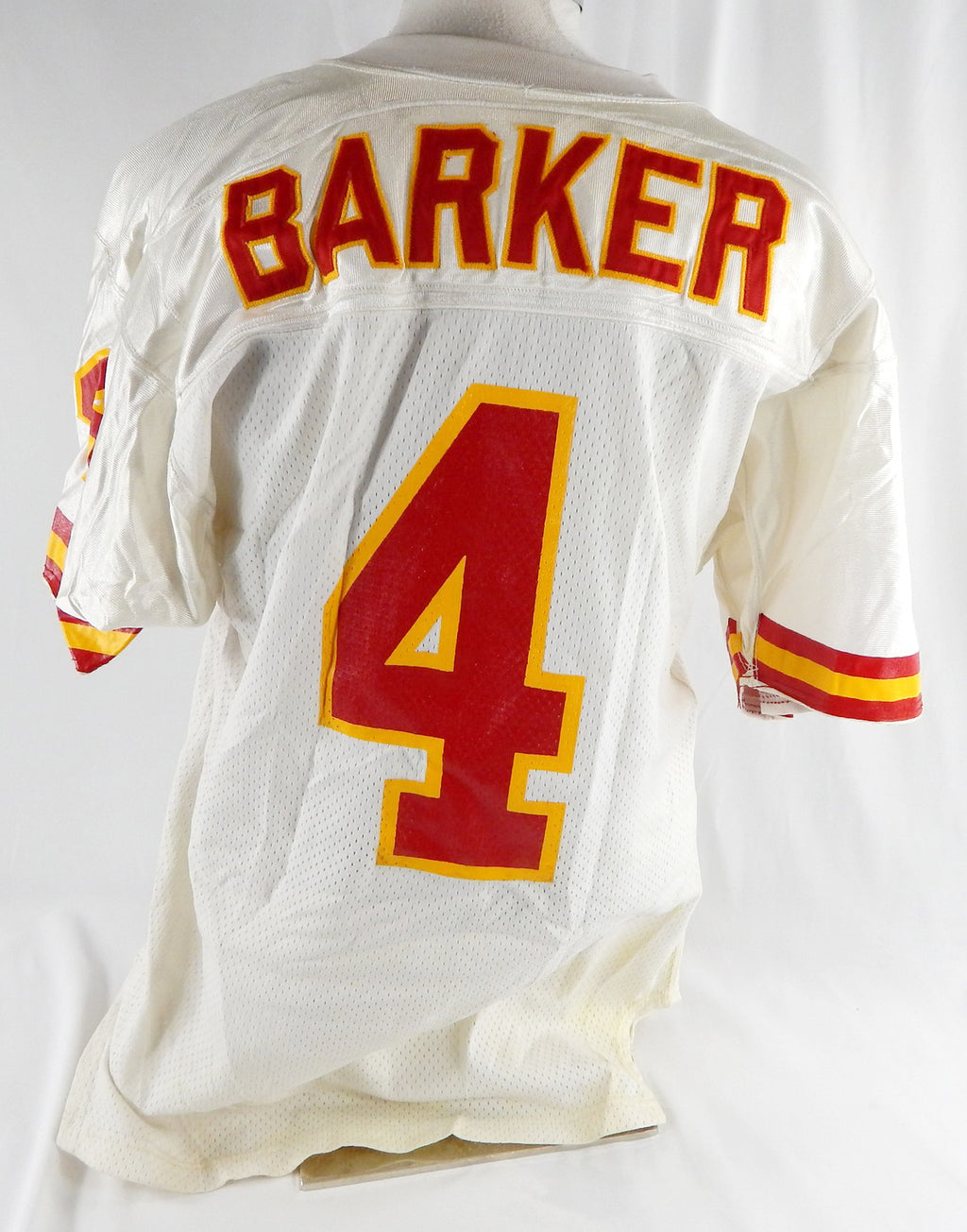 1993 Kansas City Chiefs Bryan Barker #4 Game Issued White Jersey 42 729 Pic2