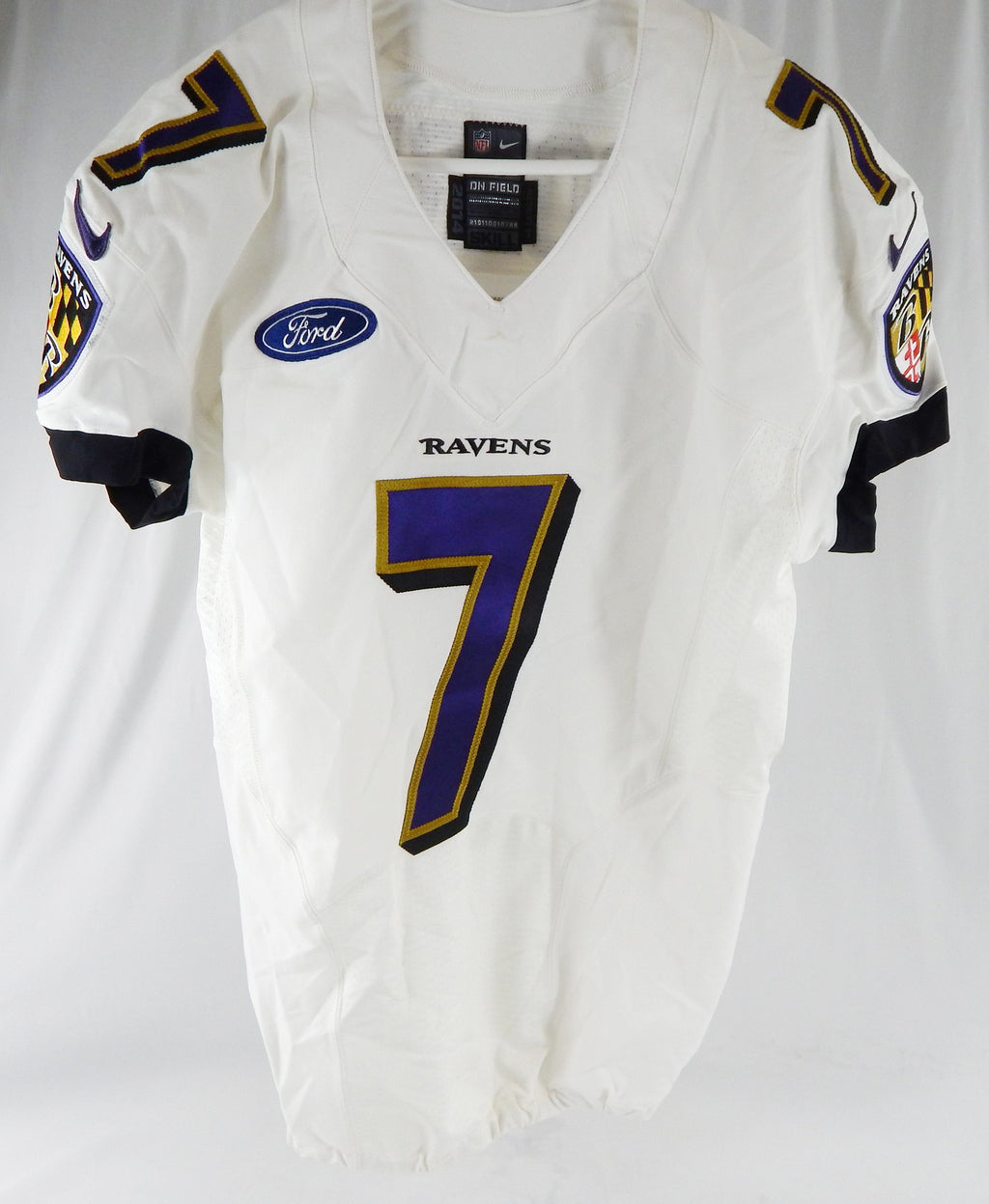 2014 Baltimore Ravens Josh Woodrum #7 Game Used White Practice Jersey  46 789