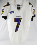 2014 Baltimore Ravens Josh Woodrum #7 Game Used White Practice Jersey  46 789