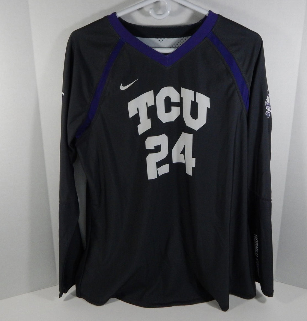 Texas Christian Uni TCU Horn Frogs #24 Black Volleyball Game Used Jersey 13