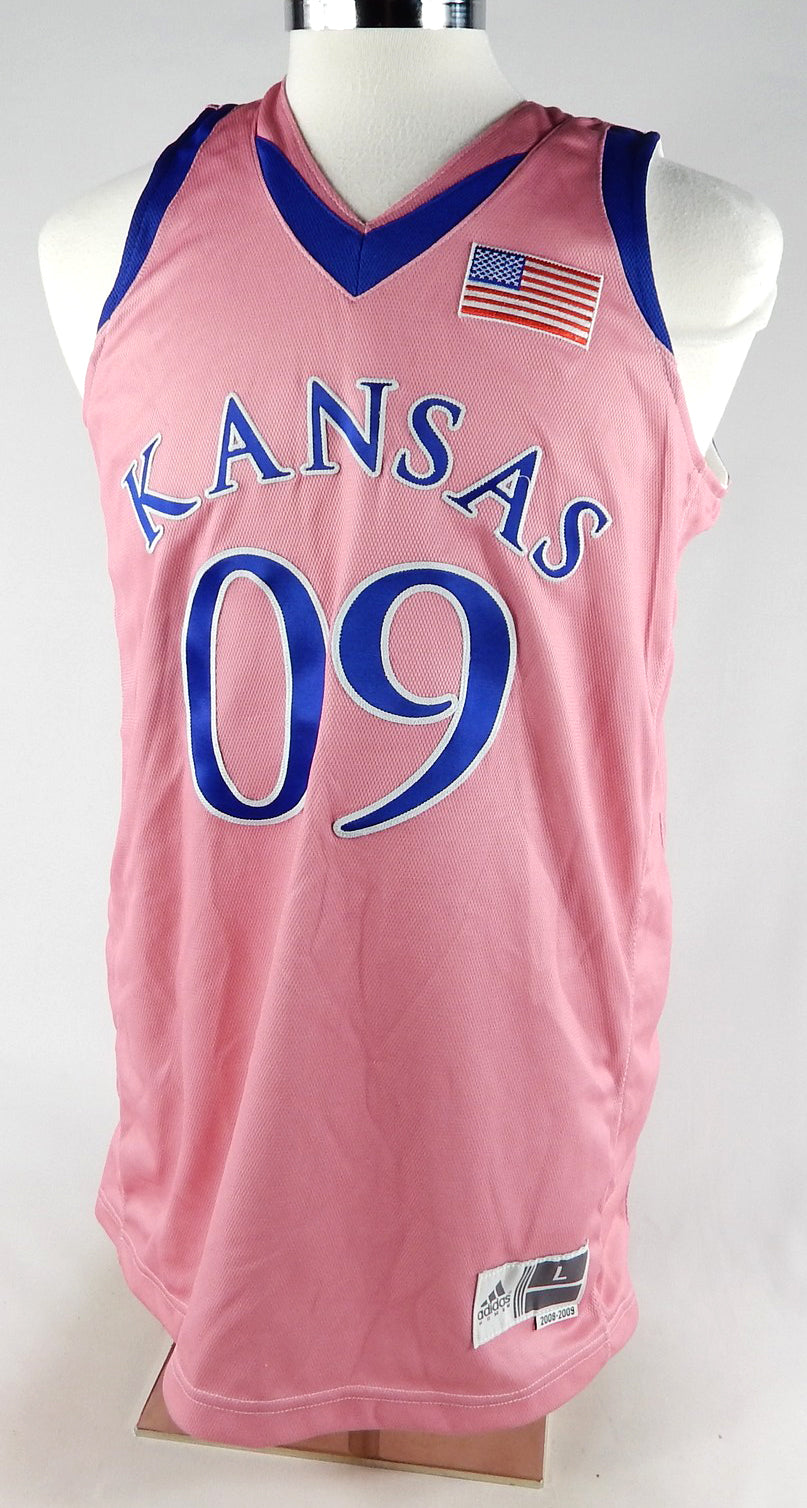 2008-09 Kansas Jayhawks #9 Game Issued Pink Jersey Salesman Sample L 070