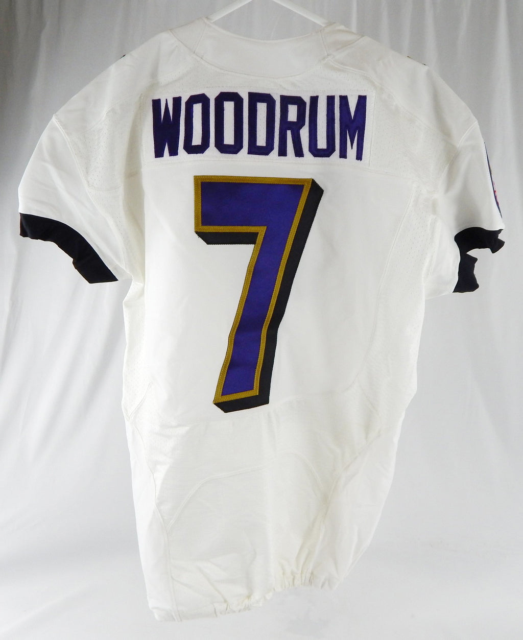2014 Baltimore Ravens Josh Woodrum #7 Game Used White Practice Jersey  46 789 Pic2
