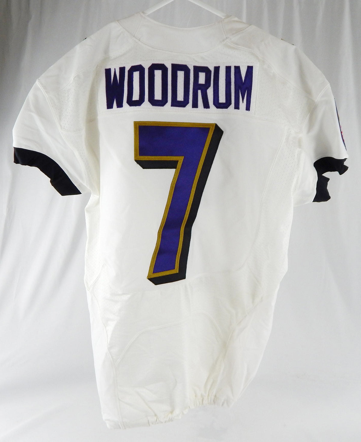 2014 Baltimore Ravens Josh Woodrum #7 Game Used White Practice Jersey  46 789 Pic2
