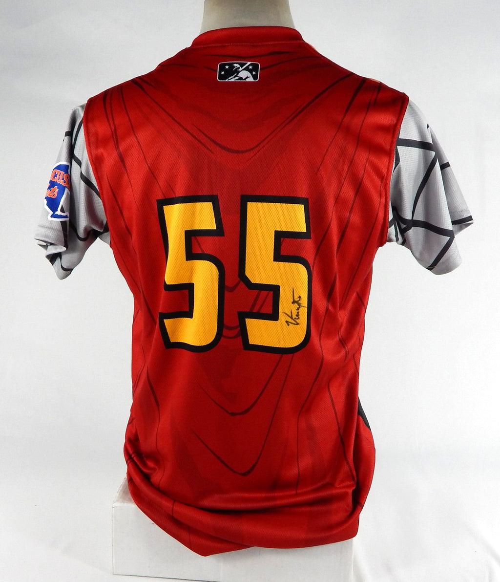 2023 Syracuse Mets Vinny Nittoli #55 Game Used Signed Red Jersey Marvel Thor 69 Pic2