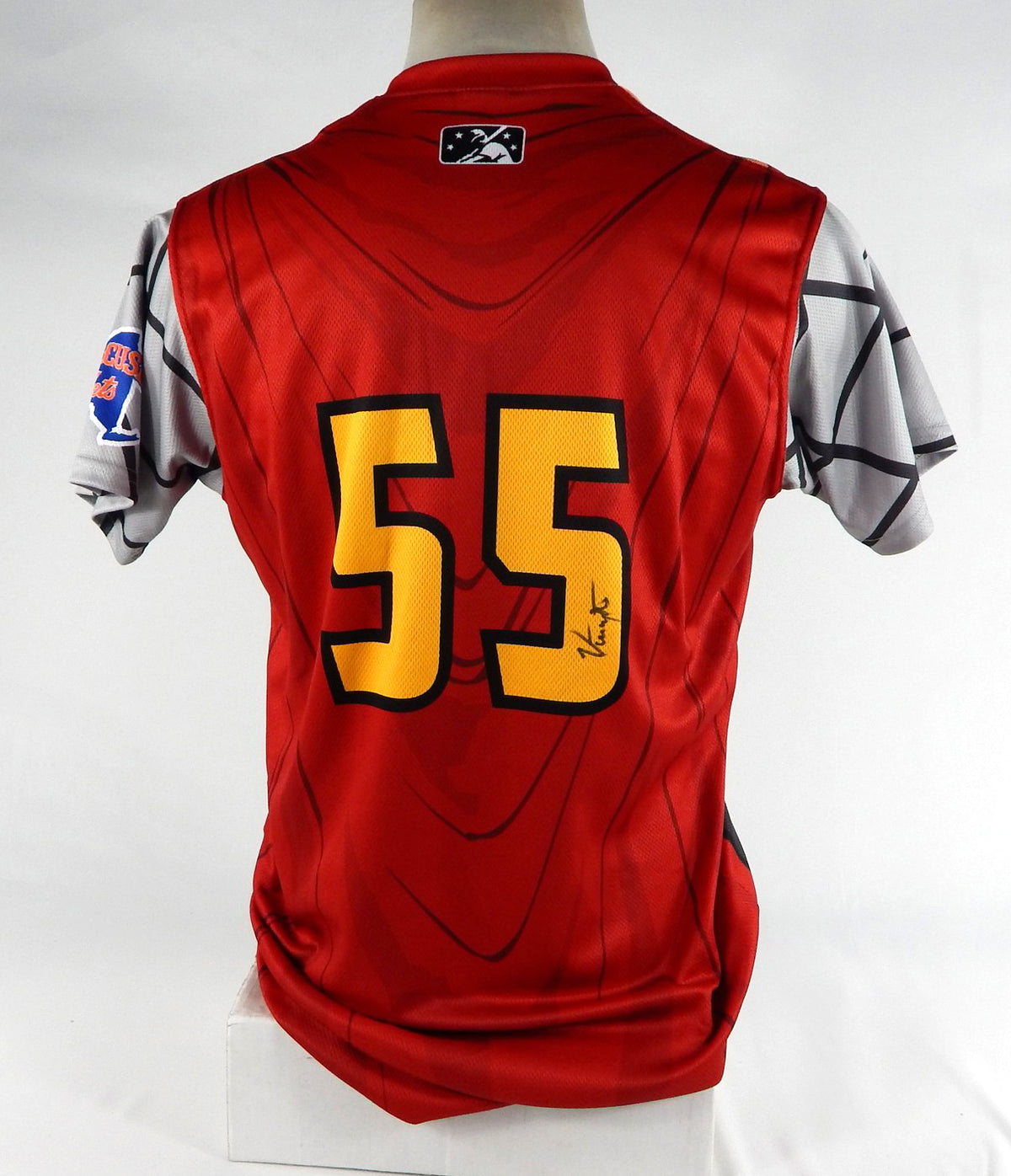 2023 Syracuse Mets Vinny Nittoli #55 Game Used Signed Red Jersey Marvel Thor 69 Pic2