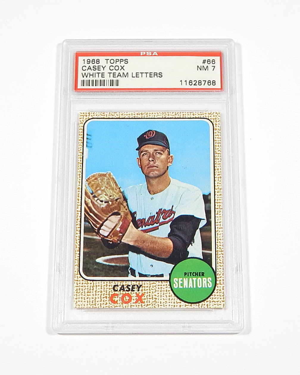 1968 Topps Casey Cox #66 White Team Letters PSA 7