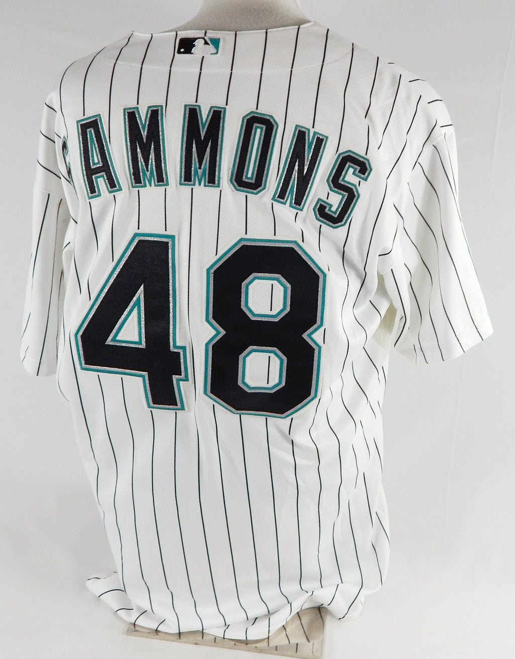 2011 Florida Marlins Clint Sammons #48 Game Used White Jersey 48 139 Pic2