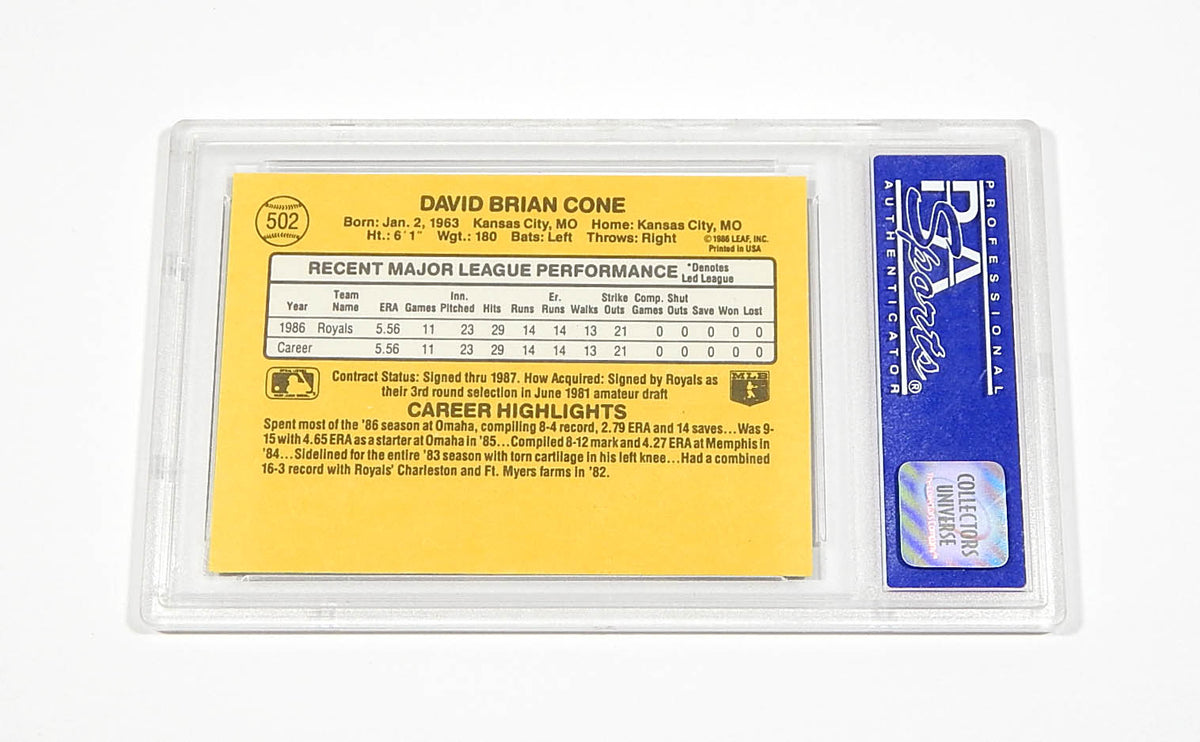 1987 Donruss David Cone RC #502 Rookie PSA 10 Pic2