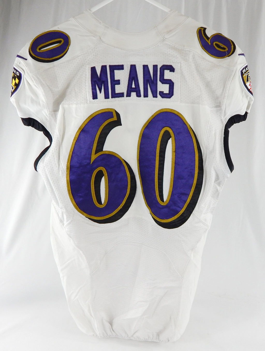 2021 Baltimore Ravens Steven Means #60 Game Used White Practice Jersey  44 792 Pic2