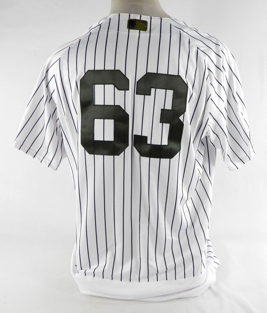 2017 New York Yankees Marcus Thames #63 Game Used White Jersey Memorial Day 48 0 Pic2