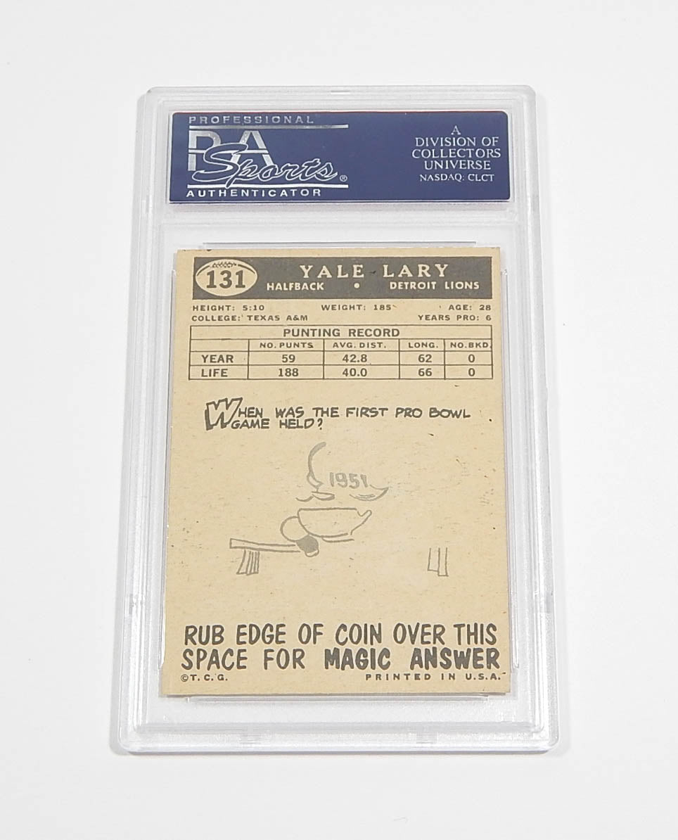 1959 Topps Yale Lary #131 Lions PSA 6 Pic2